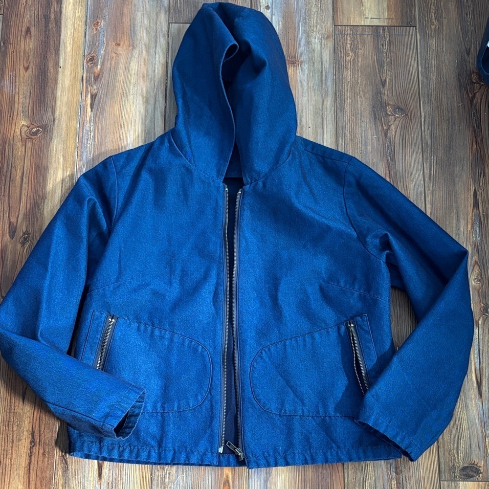 Jeanology Blue Cotton Mix Hooded Zip-Up Jacket  10